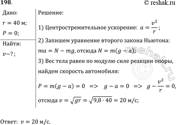 Изображение С какой скоростью автомобиль должен проходить середину выпуклого моста радиусом 40 м, чтобы пассажир на мгновение оказался в состоянии...