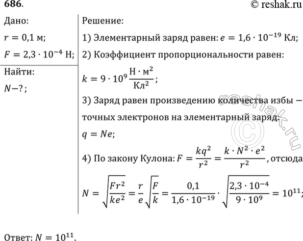 Изображение Два шарика, расположенные на расстоянии 10 см друг от друга, имеют одинаковые отрицательные заряды и взаимодействуют с силой 0,23 мН. Найти число избыточных электронов...